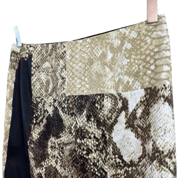 Elie Tahari Animal Snake Print Colorblock Pencil Skirt Beige Brown Black Size 4 - Picture 3 of 6